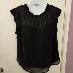 Monteau Black Ruffle Sleeve Blouse